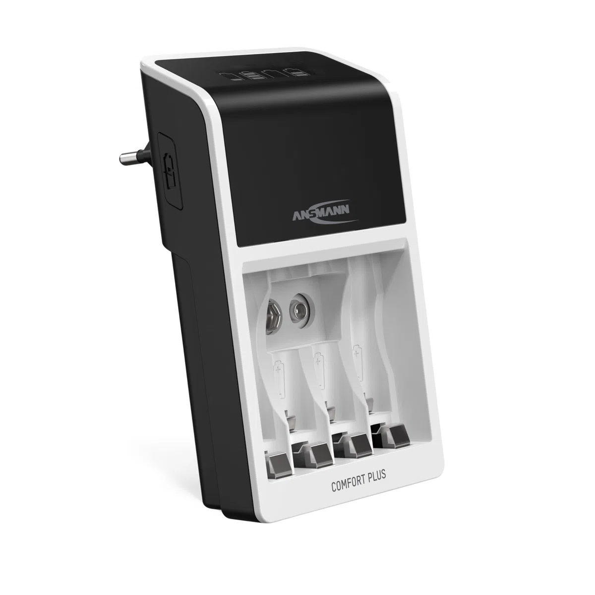 ANSMANN Akku-Ladegerät für NiMH Micro (AAA), Mignon (AA), 9V Block Akkus – Automatik Batterieladegerät mit Perfect-7-Ladetechnologie, Schnellladefunktion & Entladefunktion – Comfort Plus