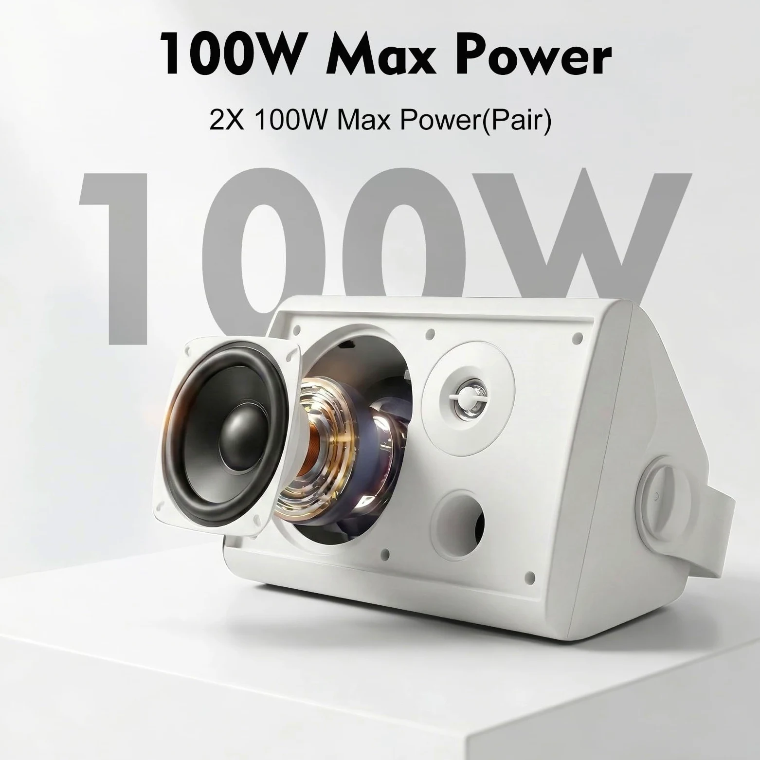 STUDIOFINIX 5,25-Zoll-Lautsprecher (300 W), wasserdicht, für den Innen- und Außenbereich, Bluetooth 5.1, Wandmontage, drahtlose Synchronisierung mehrerer Lautsprecher mit IR-Fernbedienung, für Terrass