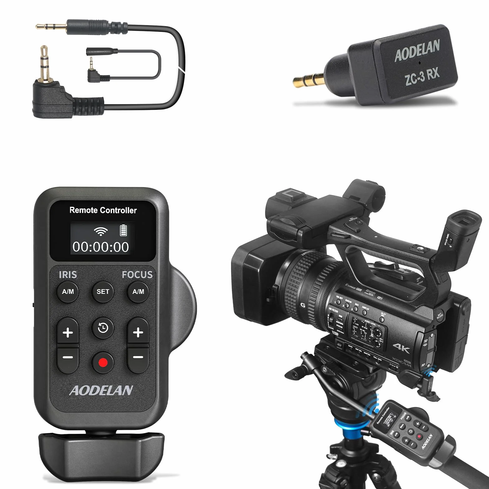 AODELAN Lanc Camcorder Wireless Zoom Controller für Sony und Canon Videoaufnahmen Fernbedienung mit 2,5 mm Klinkenkabel, Fokus, Iris für Canon Vixia HF G40, G50, G70, G60, XA11, XA50