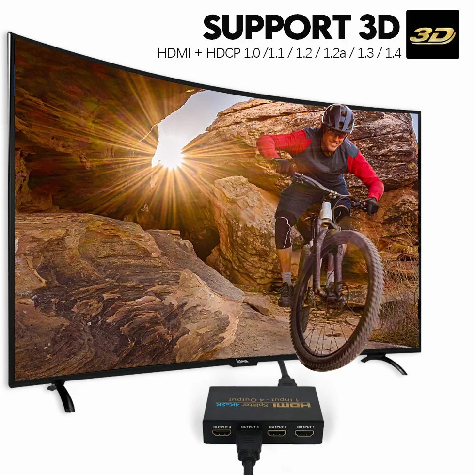 HDMI Splitter 1 in 4 Out HDMI Verteiler Audio Splitter 4K HDMI Duplicator HDCP/UHD/1080P@30Hz 3D 4K@30Hz für/Kompatibal mit Xbox/PS4/PS3/Google Chromecast/AppleTV/Blu-Ray/HDTV/Sky Box Fire Stick/DVD