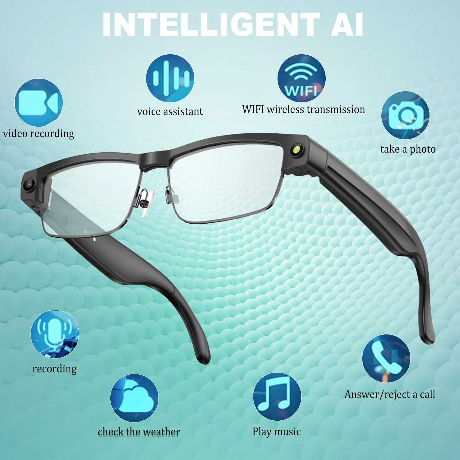 AI Smart Camera Brille, AI Glasses with 8MP Anti-Shake Photochromic Lenses HD 4K Video, Foto, BT-Anrufe, Simultanübersetzung, AI Objektidentifizierung, für Outdoor Radtouren Wandern Reisen