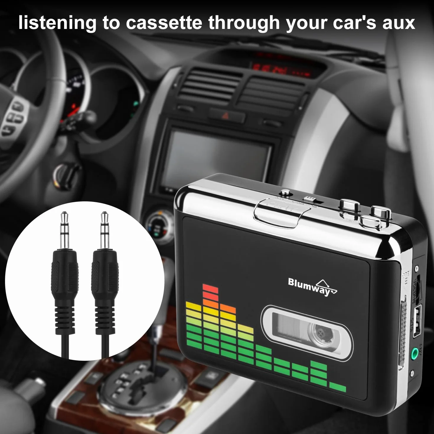 BlumWay USB Kassette zu MP3 Konverter, tragbarer Kassettenspieler Digital Kassettenkonverter Audio Musik Player Kassettekonverter mit Kopfhörern und Tragetasche (PC000249)