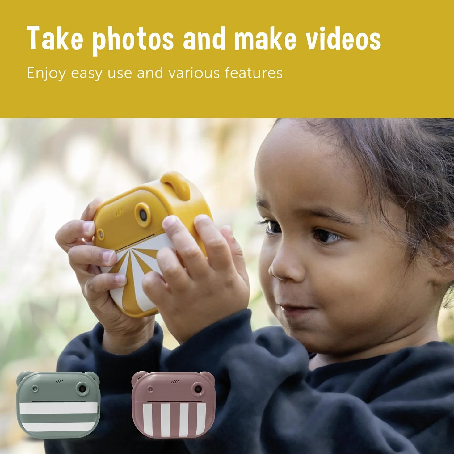 ZAZU Sofortbild-Digitalkamera für Kinder | 48MP hochauflösende Fotos | 2" Farbdisplay | Full HD 1080P Videos | Thermodruck ohne Tinte | Wiederaufladbarer Akku | Inklusive 2 Druckrollen (Blau)