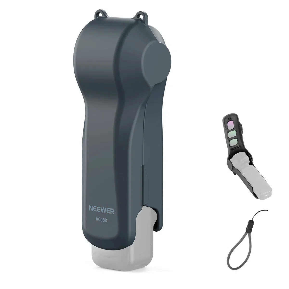 NEEWER Schutzhülle kompatibel mit DJI Osmo Pocket 4/3 & Xtra Muse, Reiseschutzhülle für Action Kamera Zubehör mit Filterfächern & Handgelenkband, AC088 (Dunkelgrau)
