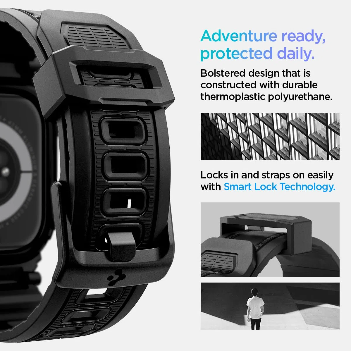 Spigen Rugged Armor Pro Hülle mit Armband Kompatibel mit Apple Watch 11/10 42mm (2025/2024)