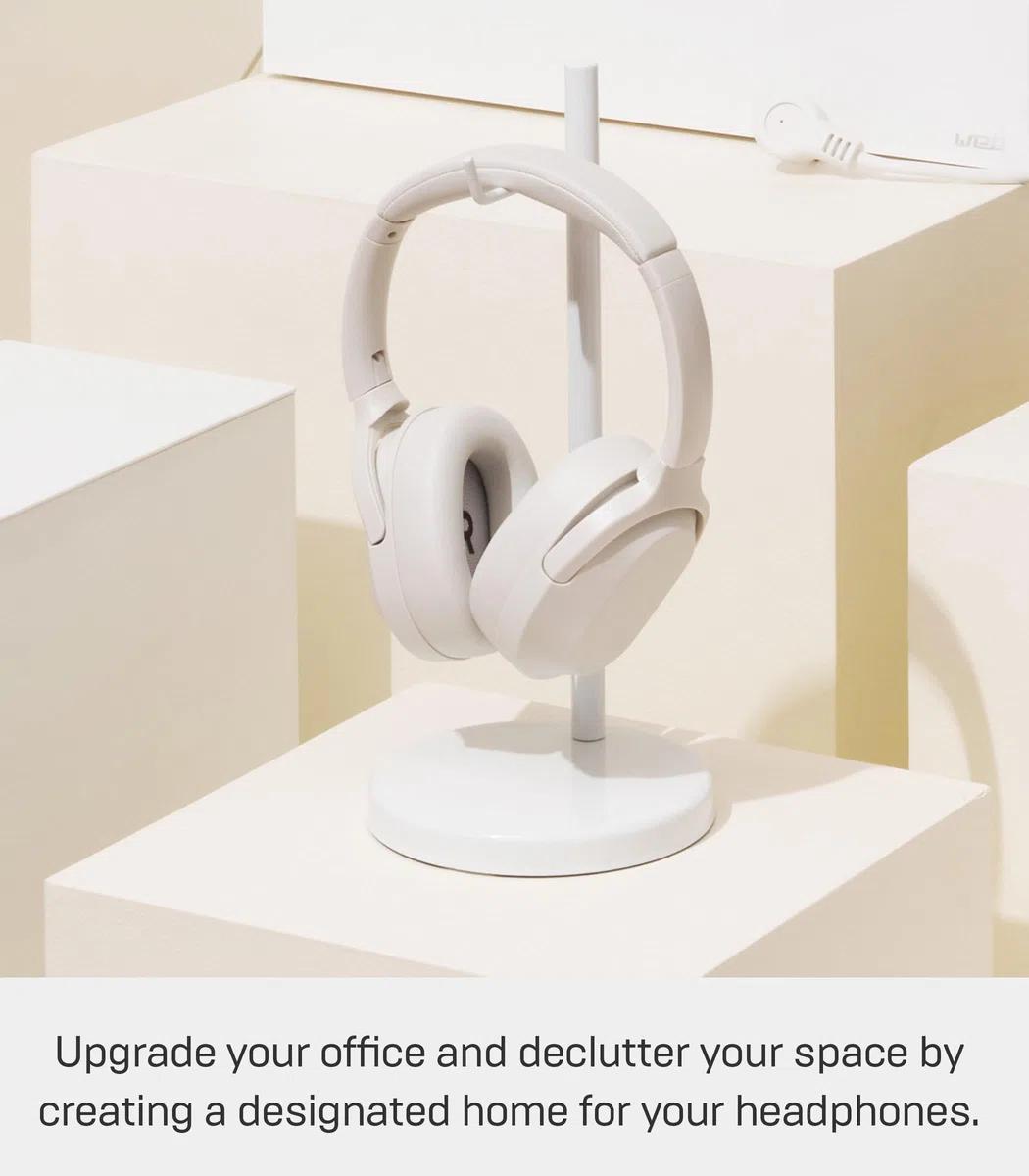 YAMAZAKI 2291 BAUTES Headphone Stand, White, Steel, 13 x 13 x 28 cm