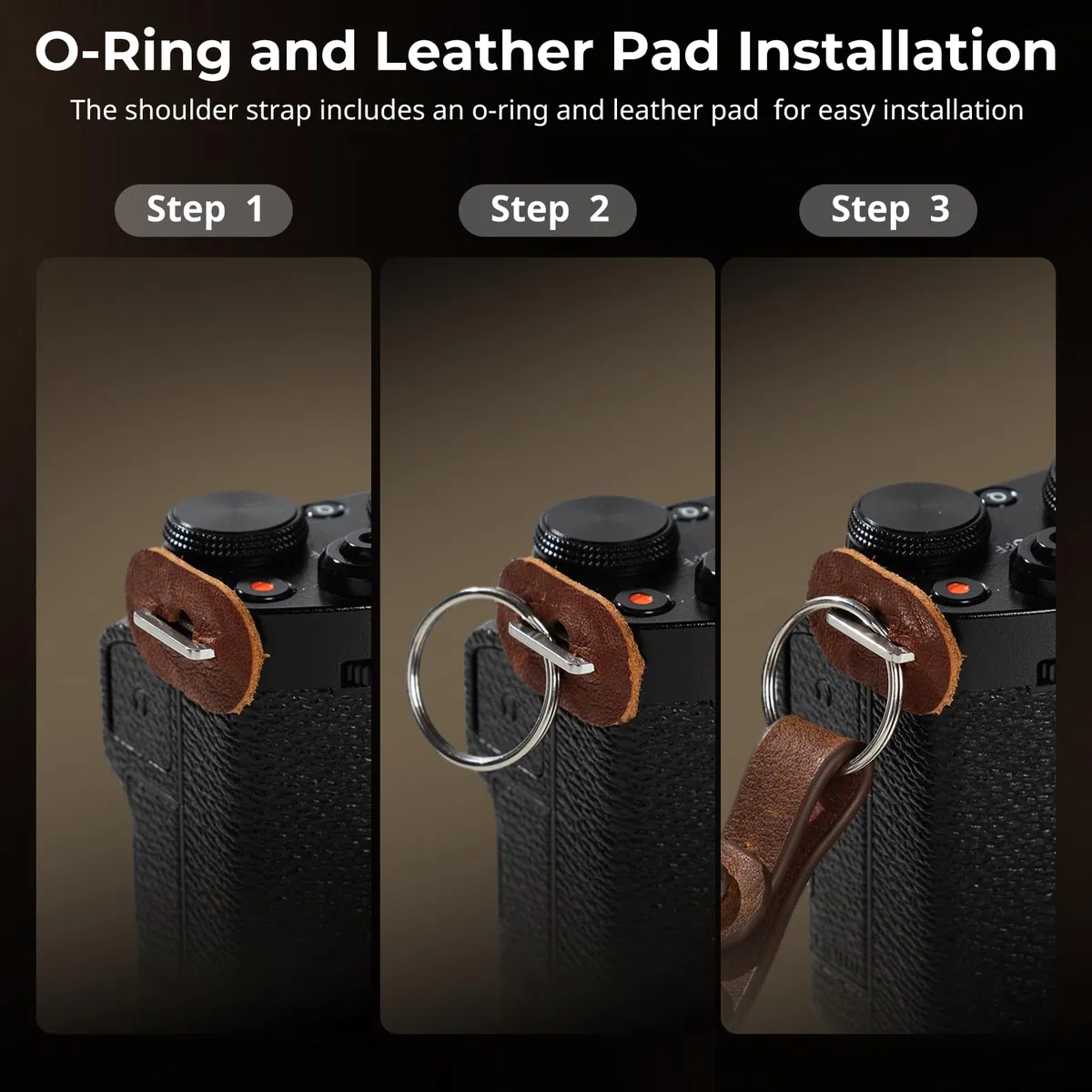 SMALLRIG Shoulder Strap für Kamera, verstellbarer geflochtener Schultergurt für Kamera mit O-Ring und Lederpolster für DSLR/spiegellose Kameras für Sony, für Fujifilm,für Canon, für Nikon