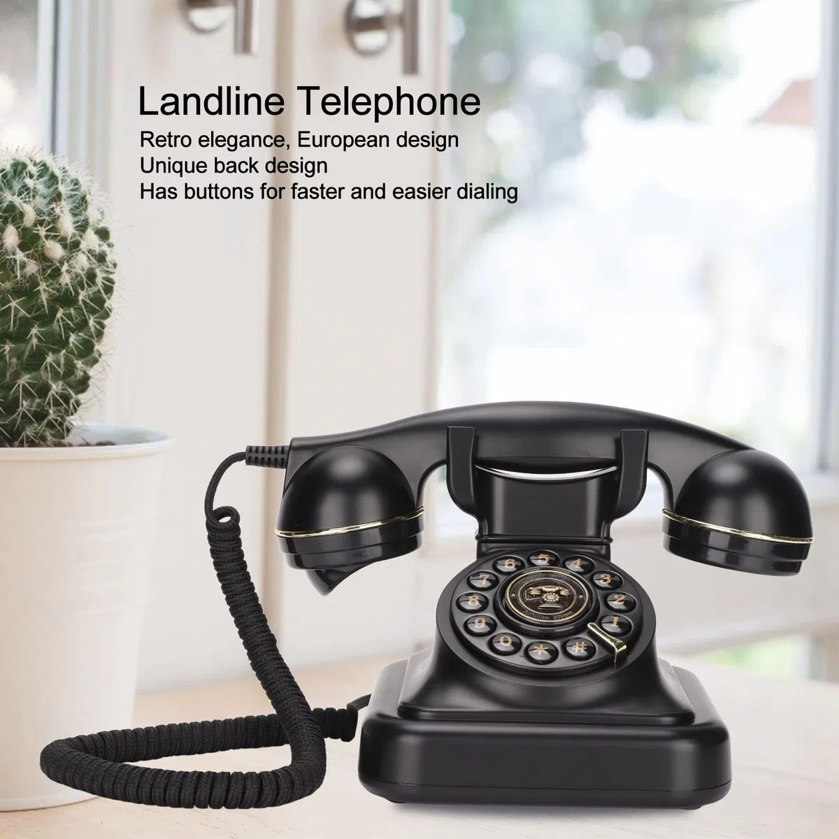 Dpofirs Antikes Telefon, Vintage-Festnetztelefon für Zuhause, Büro, Café, Bar, Altmodisches Festnetz-Retro-Festnetztelefon für Heimdekoration, Ornament