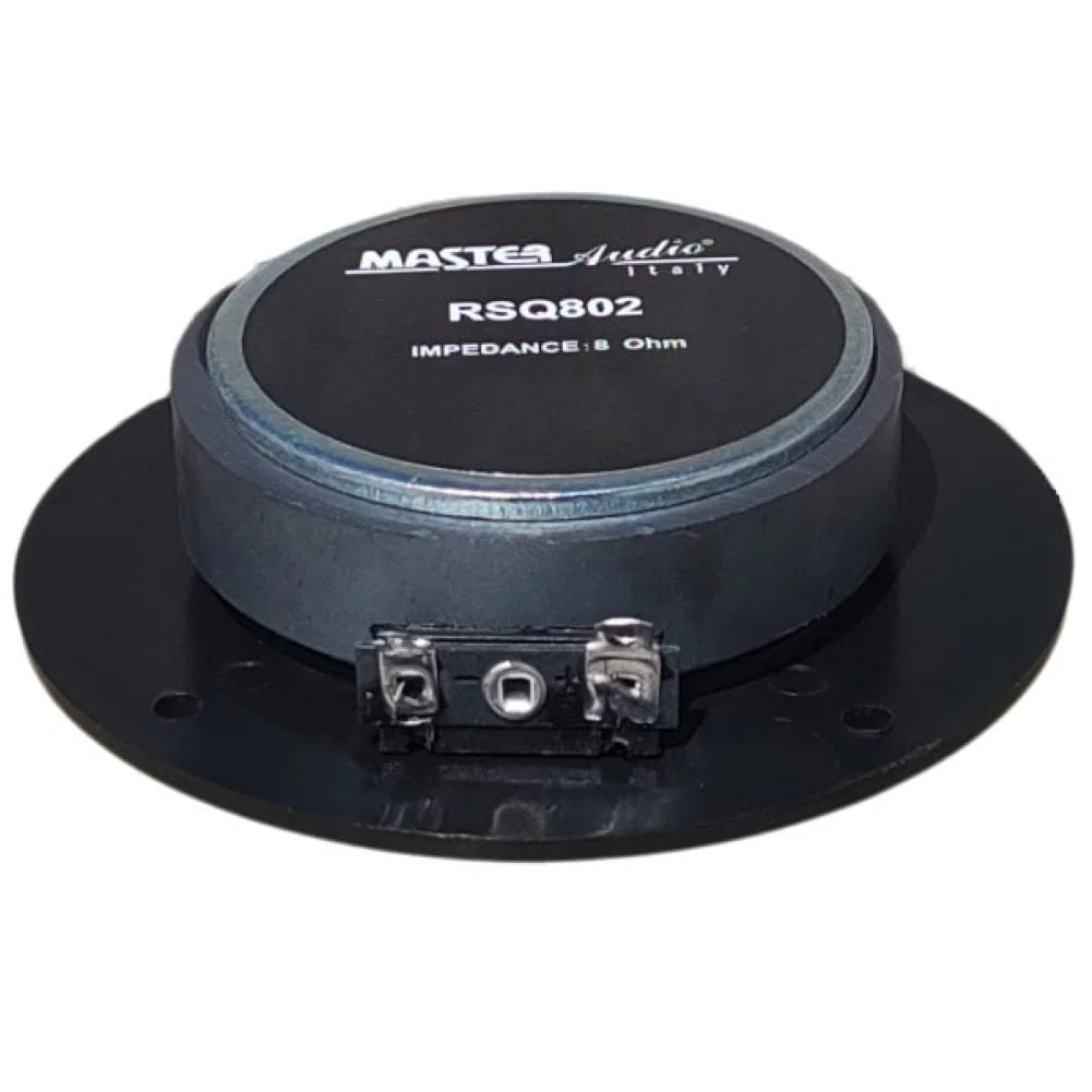 MASTER AUDIO 1 RSQ802 Kalottenhochtöner schwarz 100 Watt rms 200 Watt max 10 cm 100 mm 4" Impedanz 8 Ohm 25 mm Spule Ultra Slim für Homeparty, 1 Stück + gratis Kondensator