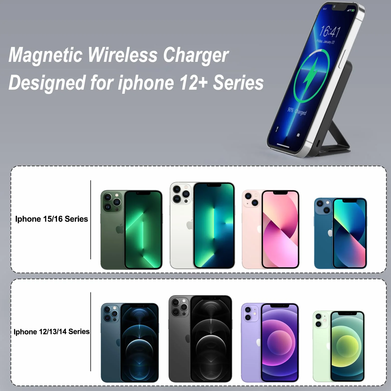 AOGUERBE Kabellose Powerbank, 10,000mAh Faltbarer Magnetische Power Bank PD 22,5W Schnellladen mit LED Display, Kompatibel mit MagSafe für iPhone 17/16/15/14/13/12/Pro/Pro Max Serie. (Schwarz)