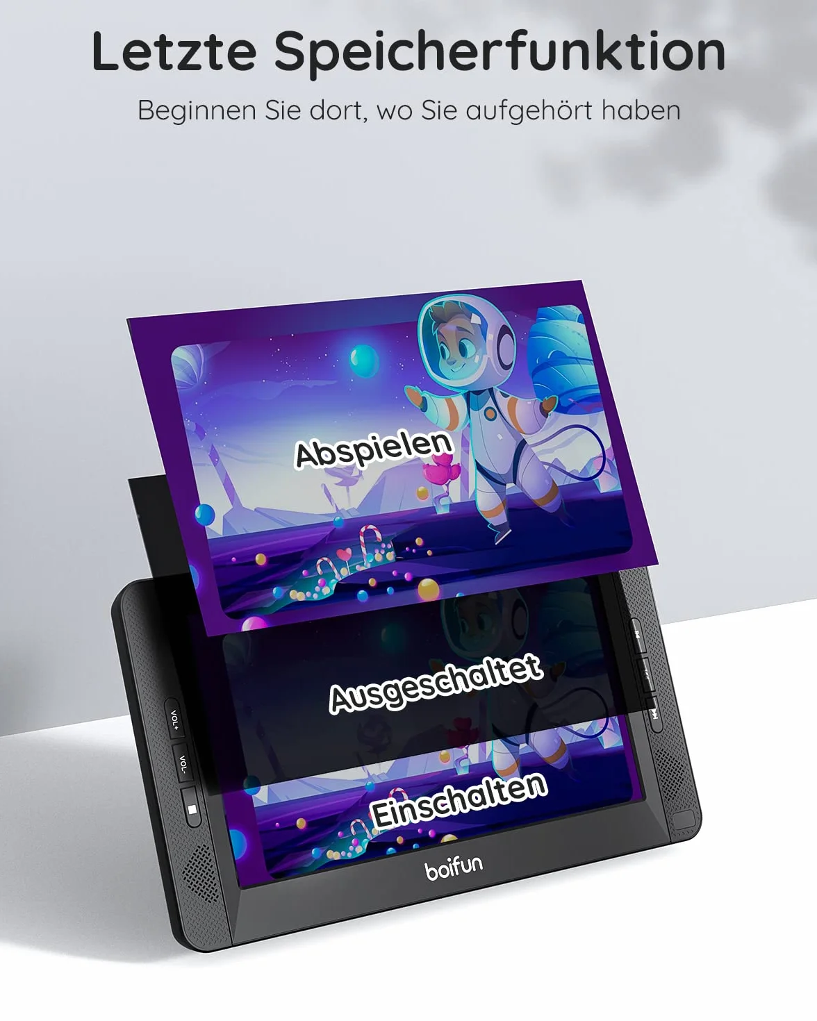 BOIFUN DVD Player Auto 2 Bildschirme 10,5" Mit 7 Stunden Akku Tragbarer Fernseher Kopfstütze 2 Monitore 1024 * 600 HD Kopfstützenhalterung USB AV IN/Out FM