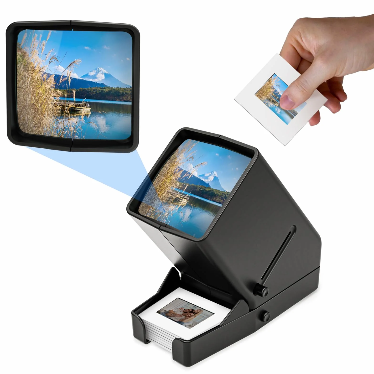 DigitConvert 35 mm Dia-Viewer, 3-fache Vergrößerung, USB-betrieben/Batteriebetrieb, für 35-mm-Folien und Positive Filmnegative (4 AA-Batterien im Lieferumfang enthalten)