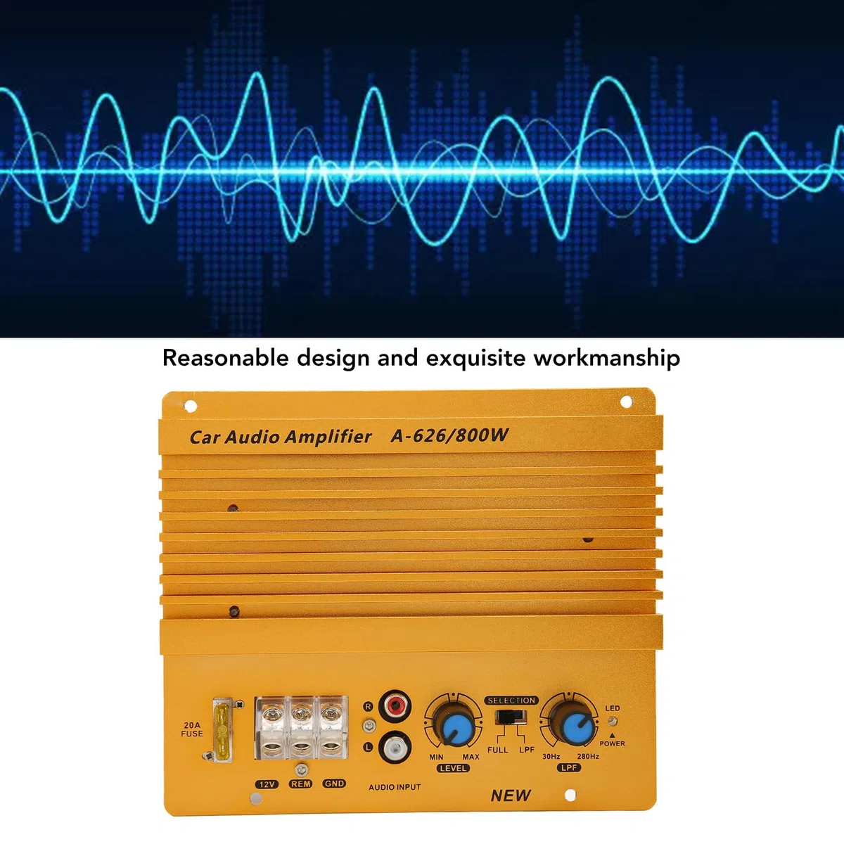 Verstärker Car Audio Stereo, 12 V 800 W Leistungsstarke Bass-Subwoofer-Platine, Verdickte Freiliegende Wärmeableitungsplatte, für Fahrzeuge mit 12 V Spannung, Einfach zu Bedienen