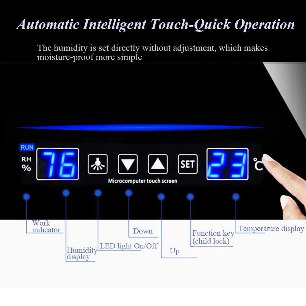 Trockenschrank Kamera digitaler dry cabinet 25L automatische intelligente Touch-Trockenbox Kamera für Kameraobjektiv elektronische Ausrüstung, Briefmarken, Tee, Aufbewahrung