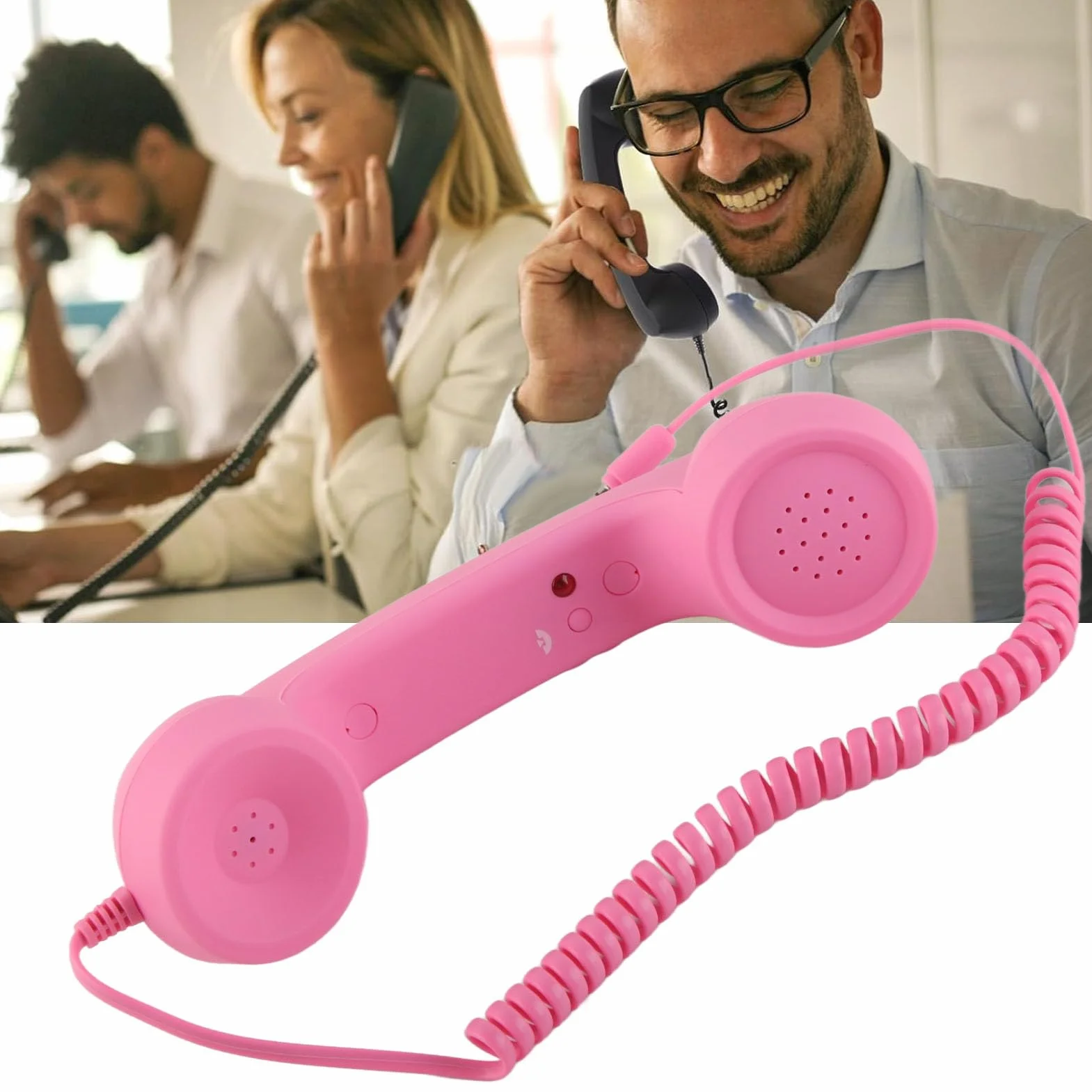 Retro Telefonhörer mit 3,5 mm Klinke, USB Hörer für Mobiltelefone, Lautsprecher und Mikrofon mit Hoher Lautstärke, Einfache Beantwortung von Anrufen