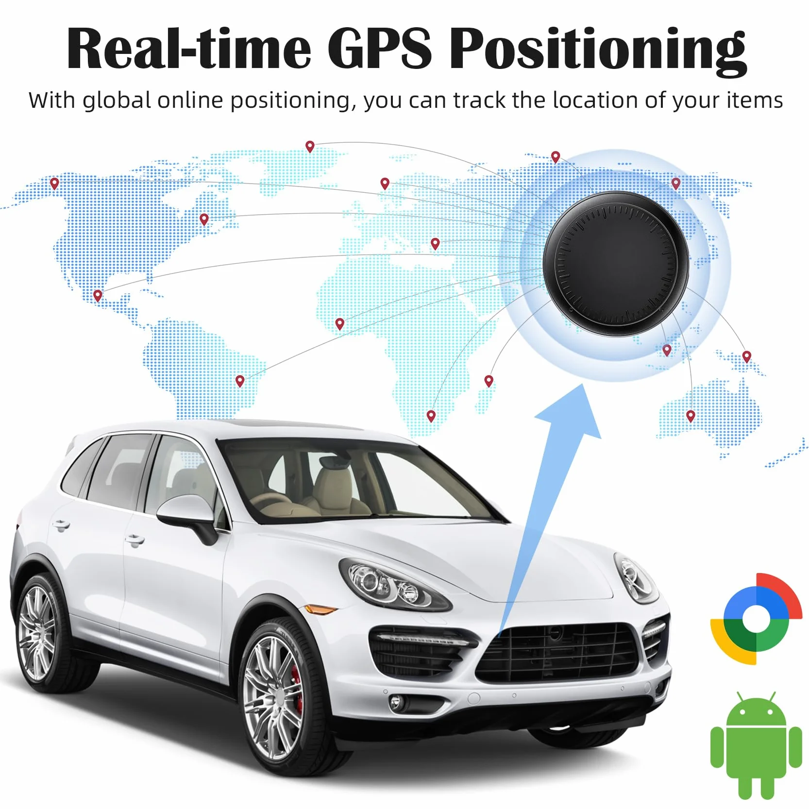 GPS Tracker für Auto, 2PCS GPS-Tracker für Fahrzeuge Echtzeit Air Tracker Android, Globale Abdeckung Magnetischer Auto Tracker Verstecktes Ortungsgerät Keine monatliche Gebühr Abonnement (Schwarz)