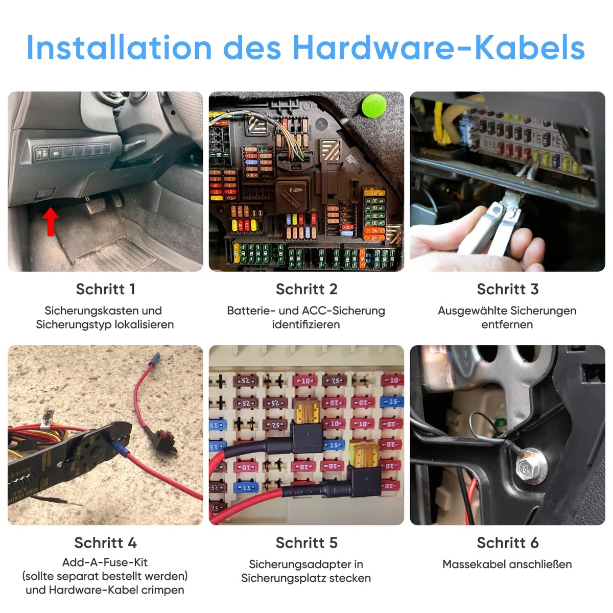 VIOFO HK6 Hardwire Kabel für A329S / A119M Pro Dashcam, Unterstützt Energiespar- u. intelligente Hybrid-Parkmodus Aktiviert den Parkmodus und den Niederspannungsschutz, Sicherung ist erforderlich