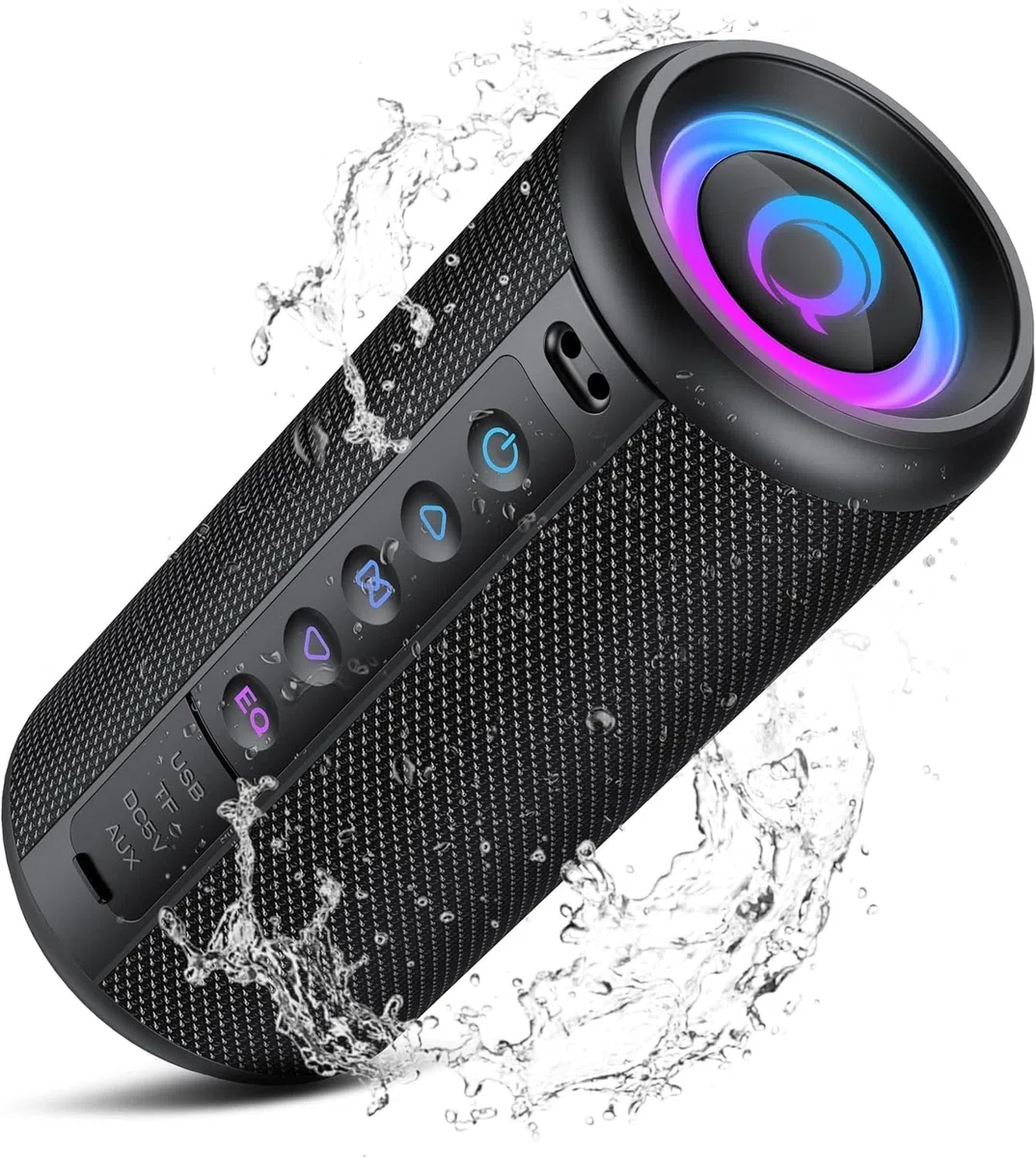 Bluetooth Lautsprecher, 2026 Musikbox Bluetooth 5.4 mit RGB Licht, Tragbare Bluetooth Box, Freisprechfunktion, IPX7 wasserdicht, kraftvoller Sound für Outdoor, Garten und Reisen