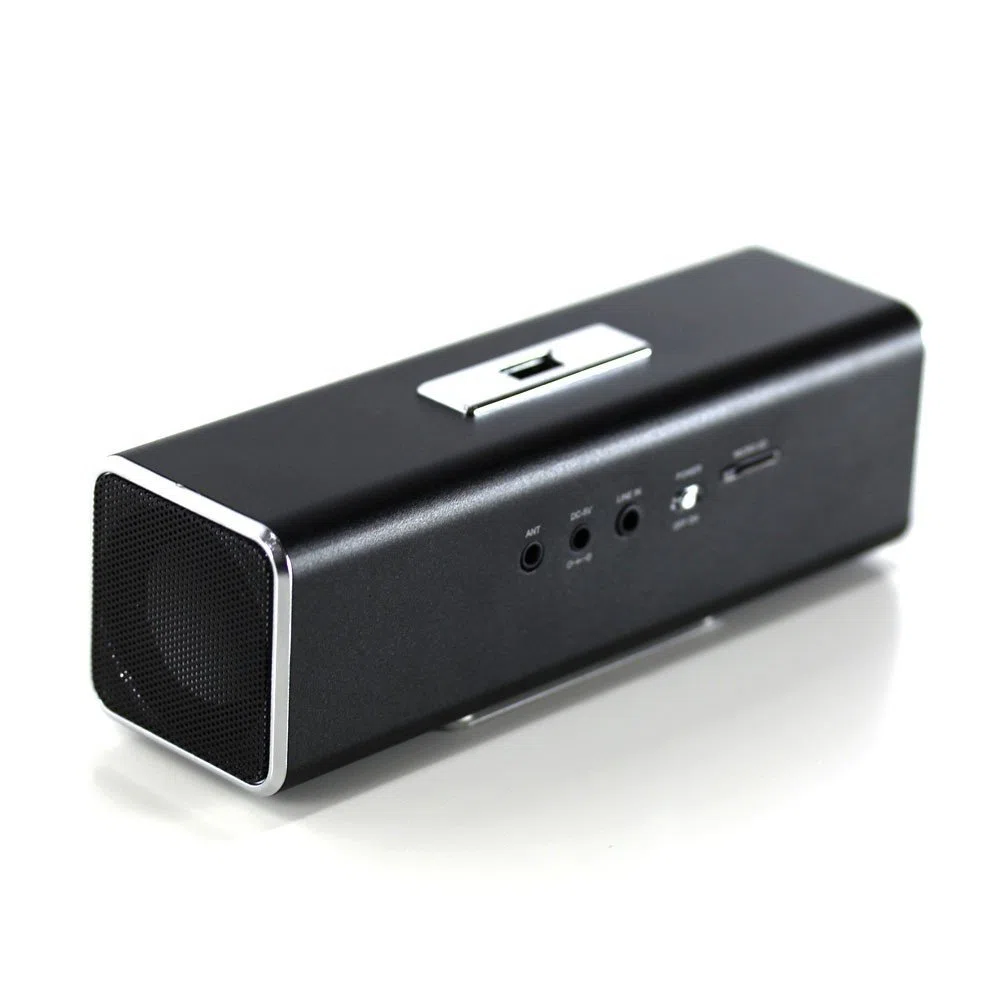MusicMan MA Soundstation tragbarer Lautsprecher - Stereo-Sound - FM-Radio, MP3-Player, USB, AUX / Line-In, MicroSD-Kartensteckplatz - 6 Stunden Wiedergabezeit - Ideal für unterwegs (Schwarz)