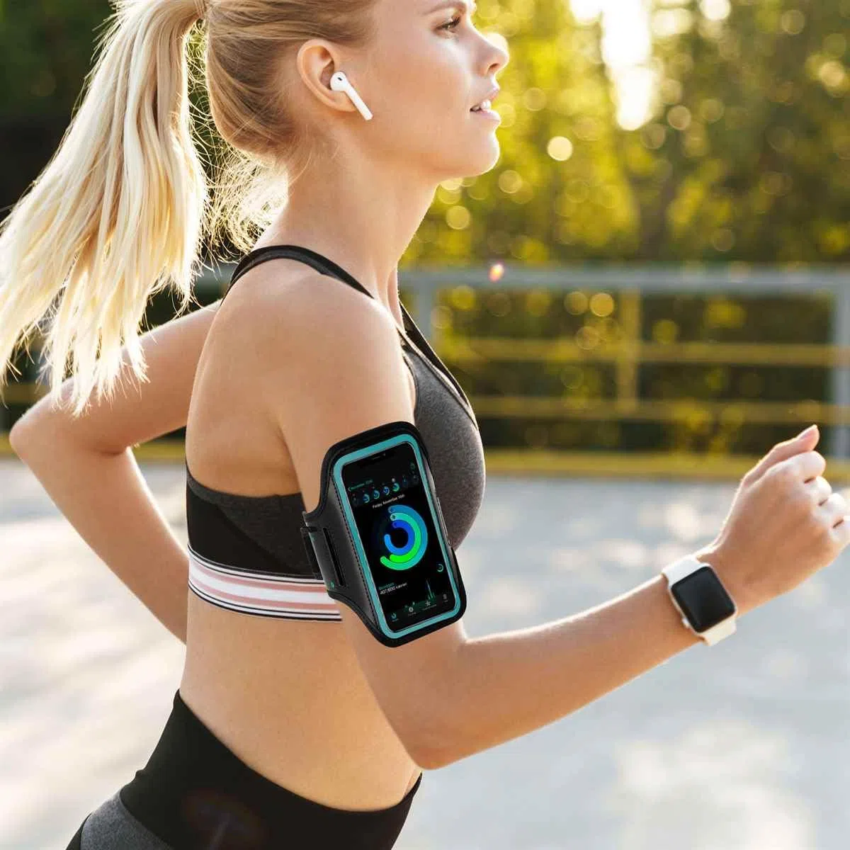 ONEFLOW Workout Case für Samsung Galaxy A55 5G Sportarmband zum Joggen mit Touch Fenster, Handy Armband für Sport und Outdoor, Handyhalterung für den Arm, Lauftasche Jogging, Blau