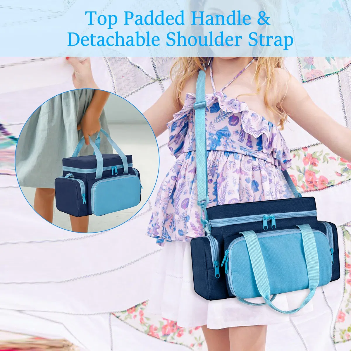 LoDrid Tragetasche kompatibel mit Toniebox 1/2, Aufbewahrungstasche Organizer für Audio-Player-Set und Zubehör mit Griff und Schultergurt, Blau, nur Tasche (patentiertes Design)