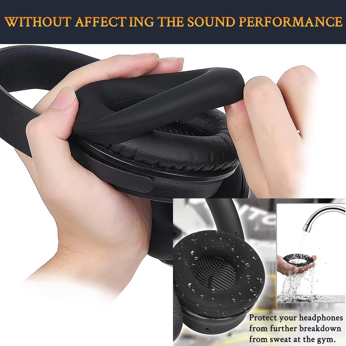 SOULWIT Ersatz Ohrpolster + Weiche Silikon-SchutzhüLle Tasche Kombination für Bose QuietComfort 35 (QC35), Quiet Comfort 35 II (QC35 II), QC45 Over-Ear Kopfhörern