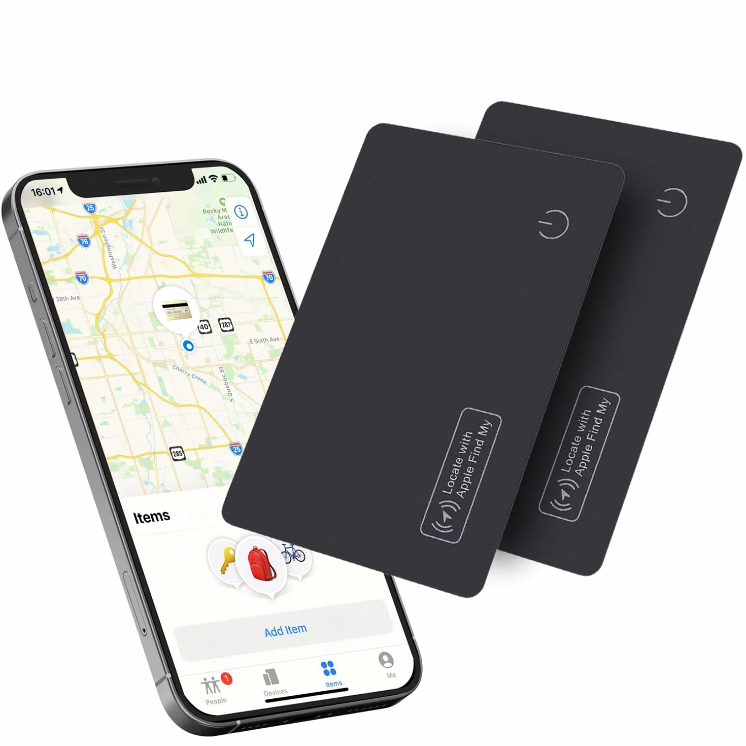 Reyke Dünne Geldbörsen-Tracker-Karte, wiederaufladbarer Geldbörsenfinder, kompatibel mit Apple Find My (nur iOS), Gegenstände-Finder für Gepäckanhänger, Handys und Reisepässe
