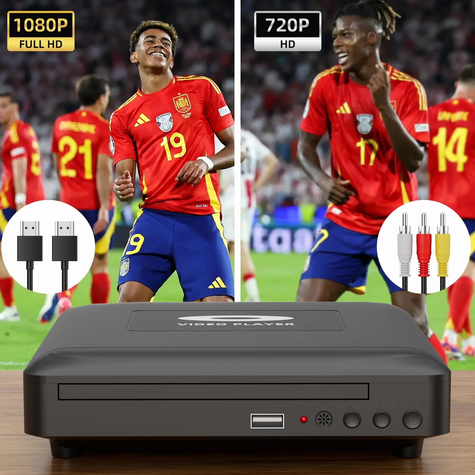 Mini HD DVD Player mit HDMI,1080P Region Free DVD Player für Smart TV, HDMI/RCA Ausgangskabel inklusive, Geringeres Rauschen, Eingebautes PAL/NTSC, CD Player für Zuhause