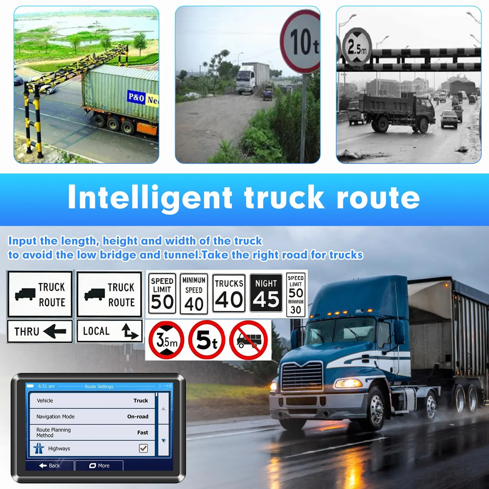 5 Inch GPS Navigation for Car & Truck, Portable Navi mit Europa Offline-Karten, Lebenslange kostenlose Kartenupdates, Blitzerwarnung, Sprachführung, FM-Transmitter, Postleitzahl-Suche, Touchscreen