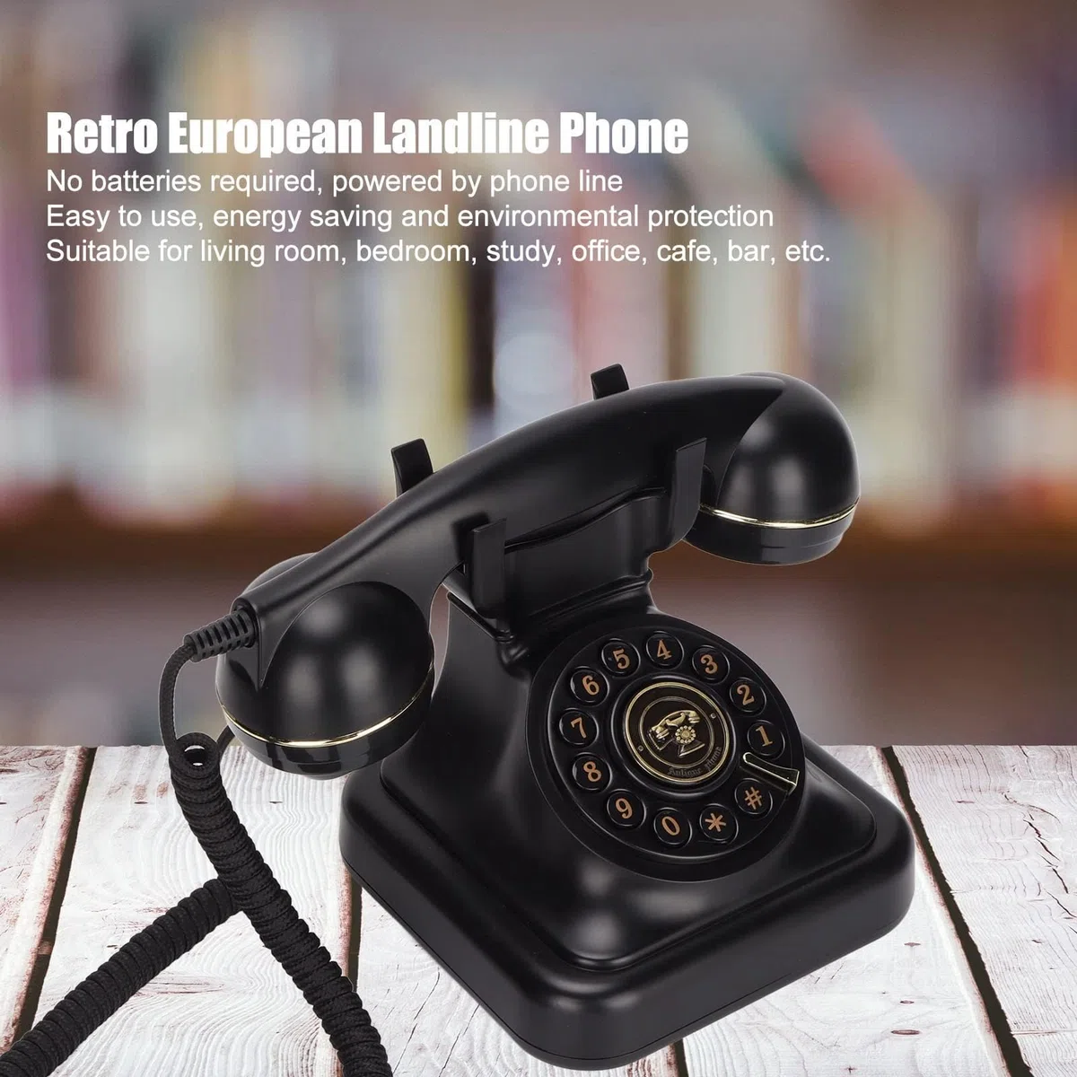 Dpofirs Antikes Telefon, Vintage-Festnetztelefon für Zuhause, Büro, Café, Bar, Altmodisches Festnetz-Retro-Festnetztelefon für Heimdekoration, Ornament