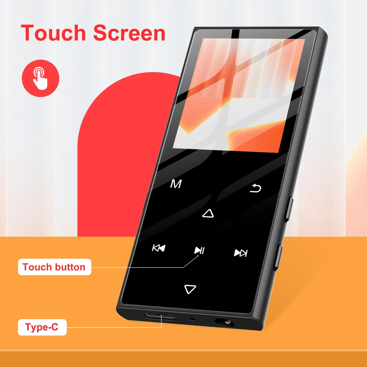 SWOFY 128GB MP3-Player Bluetooth 5.3, 1.8-Zoll-Screen & HiFi-Musik, mit Lautsprecher, FM-Radio, E-Book-Funktion und Aufnahmefunktion (schwarz)