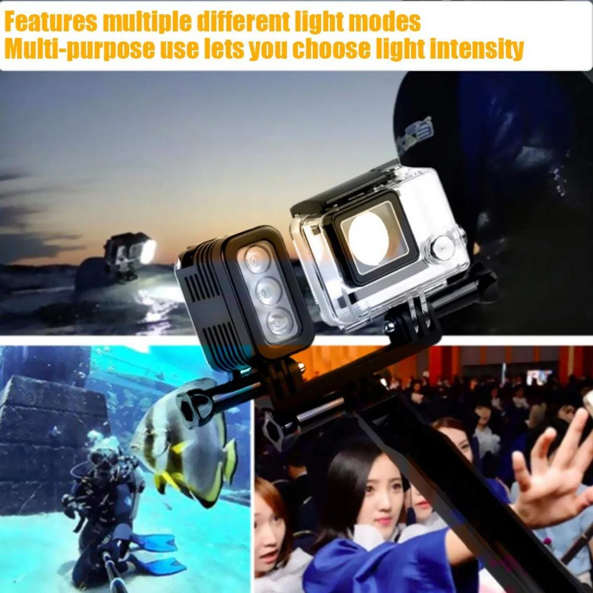 Unterwasser-Fülllicht, USB-Akku-LED-Video-Fülllicht-Action-Kamera Unterwasser-Tauchlampe für -Sportkamera