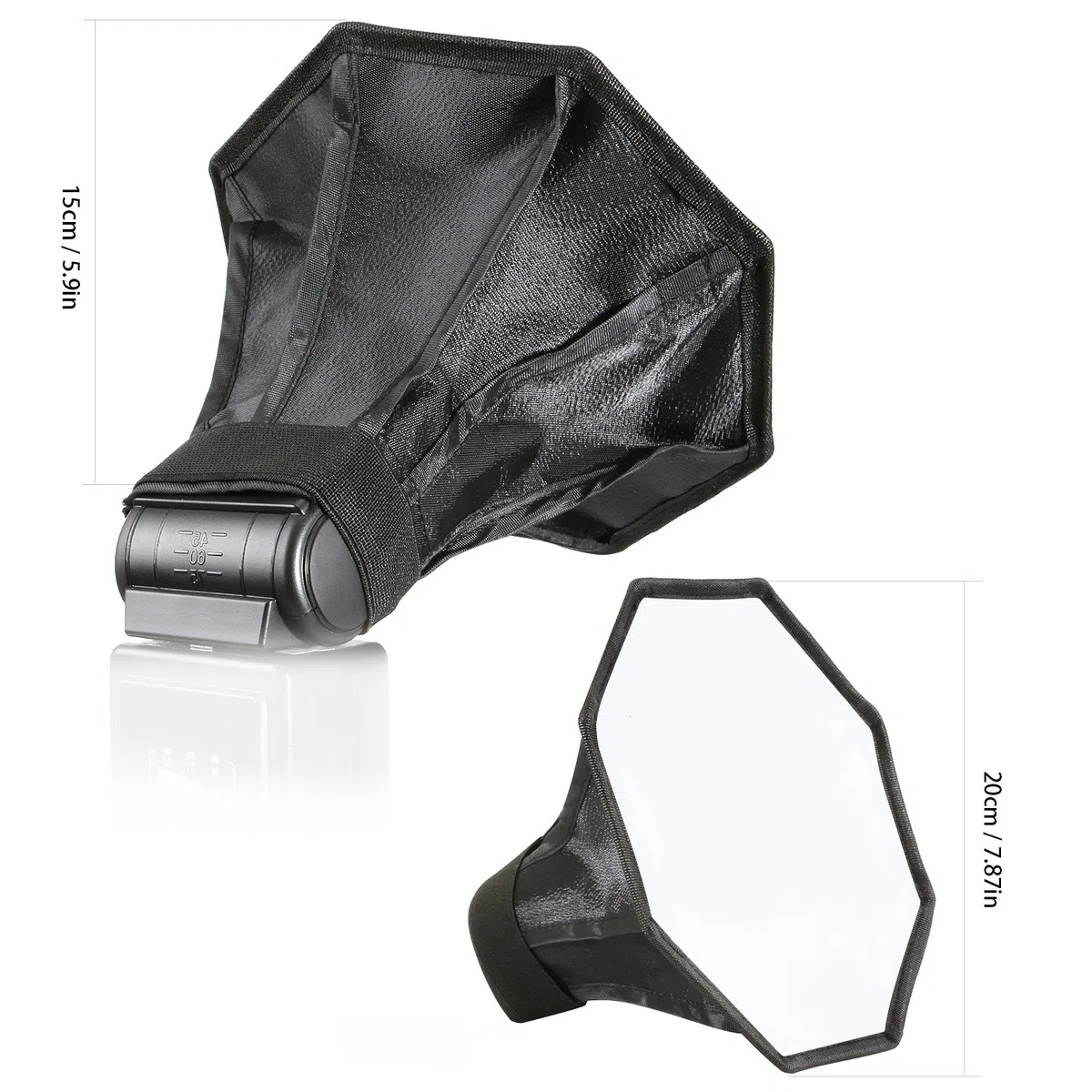 BLITZ Softbox Speedlight Diffusor Kit - 20cm Achteck Softbox + 20x15cm Softbox für Blitzgerät, Universalhalterung für Canon Nikon Sony