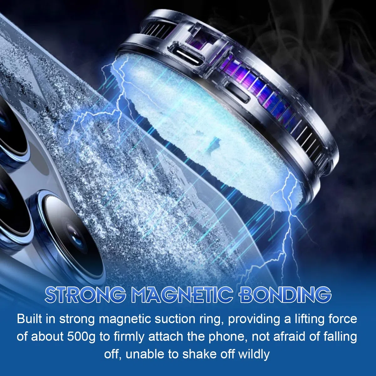Magnetischer Handy Kühler 15W, Handy-Kühler mit LED Licht, Magnet & Clip Design, 4800–5500 RPM, Ultra Leise Kühlung für 4–7.5 Zoll Smartphones, Universell Kompatibel, Für Gaming & Live Streaming