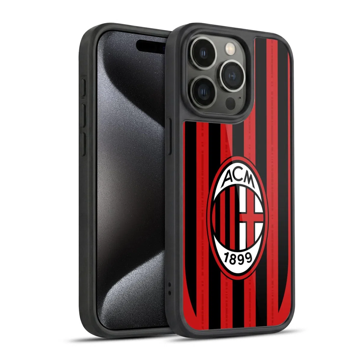 Head Case Designs Offizielle AC Milan Home 2024/25 Wappen-Set Gel Armour Hülle [Militärischer Schutzgrad] kompatibel mit Apple iPhone 15 Pro