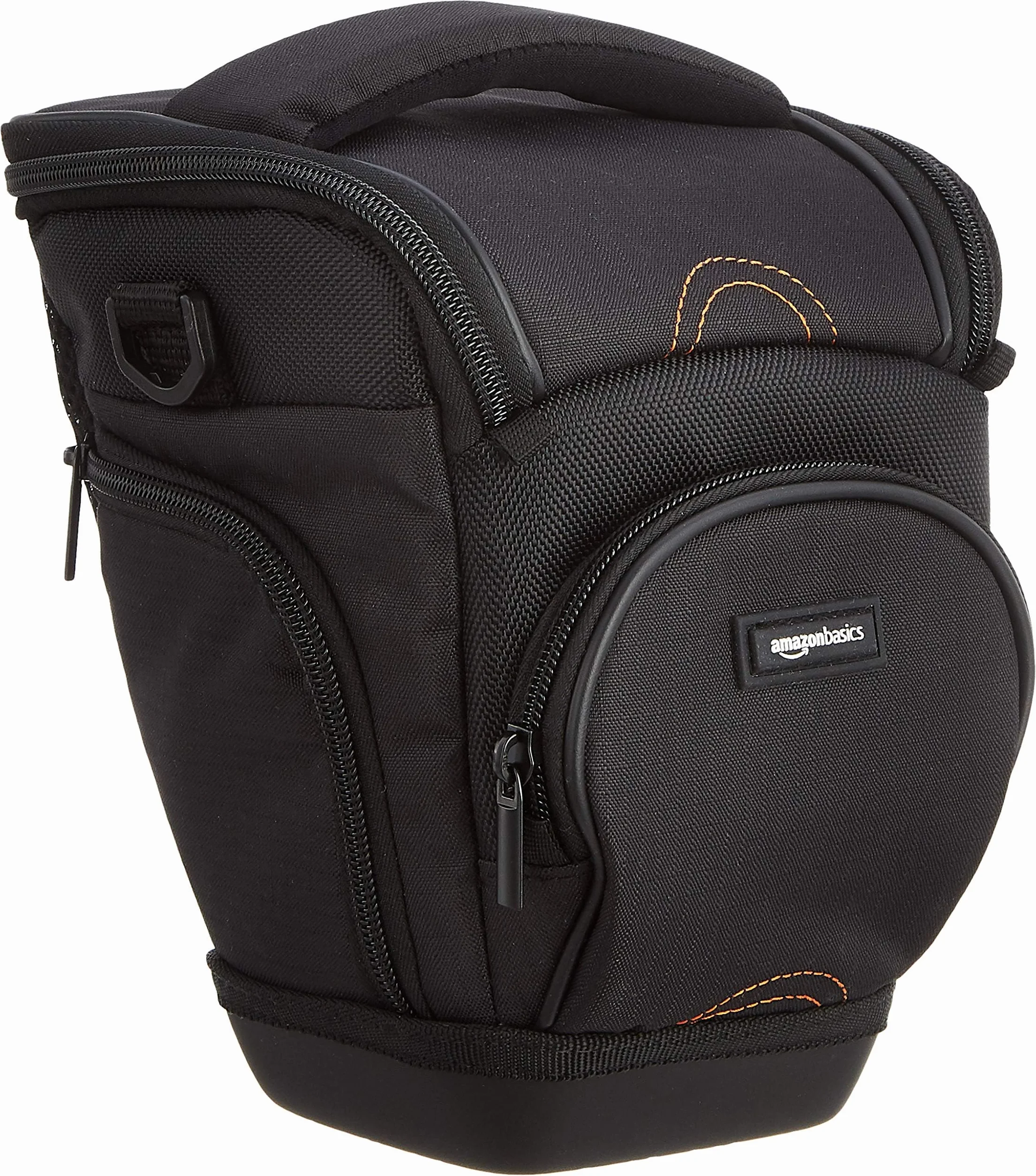 Amazon Basics Holster SLR Schultertasche für Kamera-Körper und Objektiv, Abnehmbarer Gurt, wasserdicht, stoßfest, gepolstert, Einfarbig, Zubehörtasche - Schwarz