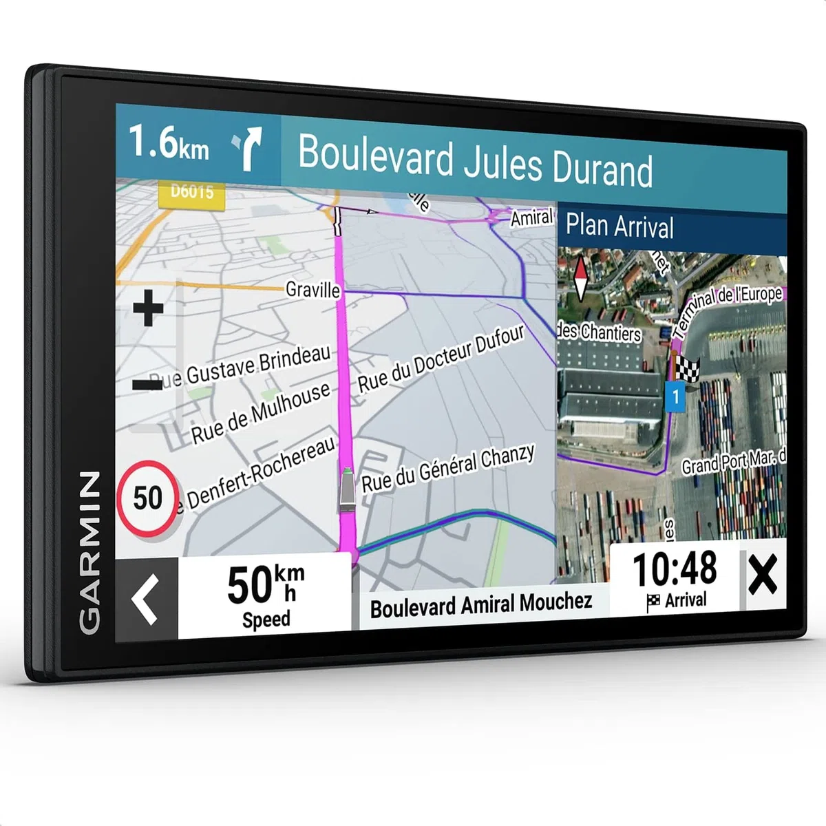 Garmin dēzl LGV 710 MT-D EU – LKW-Navigationsgerät mit Farbdisplay, vorinstallierten EU Karten (46 Länder), fahrzeugspezifischem Routing, Echtzeitdienste & Zielorte mit Satellitenbildern