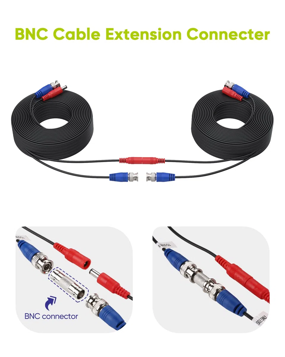 4er-Pack Sonderausführung 30 m / 100 Fuß BNC-Video-Stromkabel für HD-CCTV-Kamera DVR-Sicherheitssystem (schwarz)