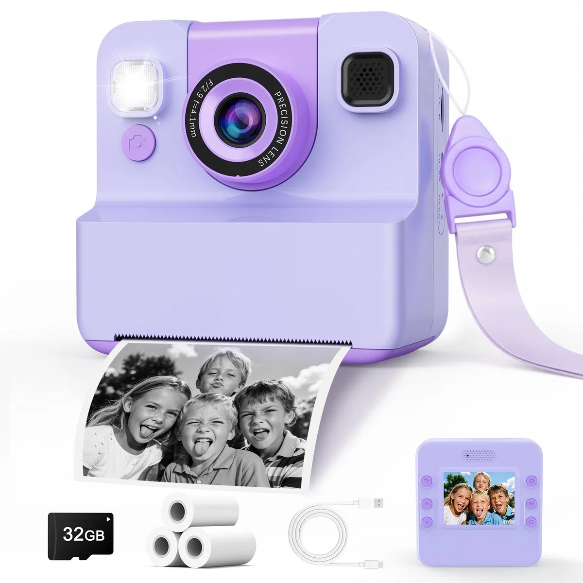 Kinderkamera, Sofortdruck-Spielzeug für Teenager-Mädchen: Flip-Up-Kameras, Geschenk für Mädchen im Alter von 3–16 Jahren (für Weihnachten oder Geburtstag), 1080P HD-Digitalvideo-Sofortdruckkameras mit