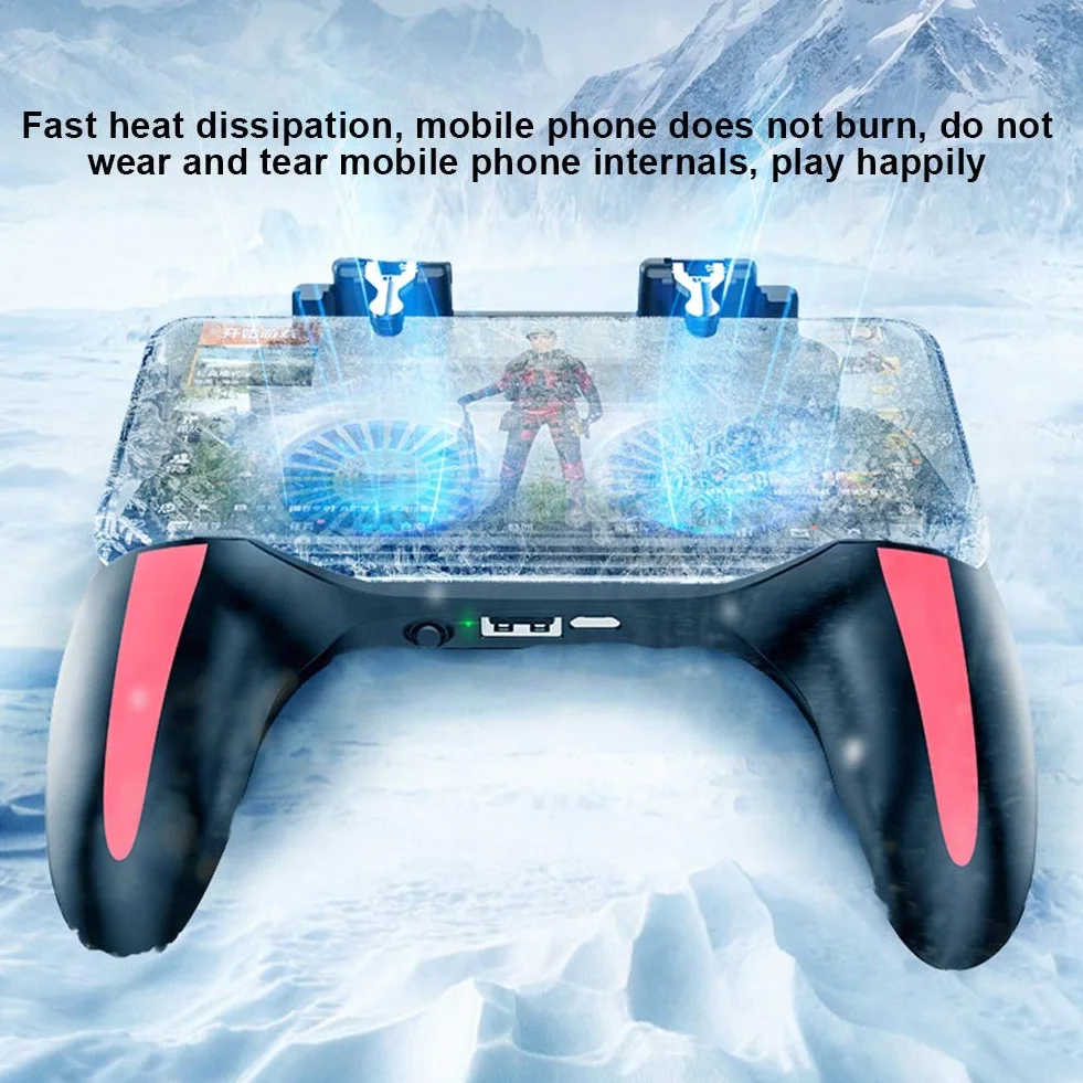 VBESTLIFE Wärmeableitung Gamepad, Gamepad für Handy-Gamecontroller mit Zwei Lüftern für 4,7-6,5-Zoll-Telefone(5000mah)