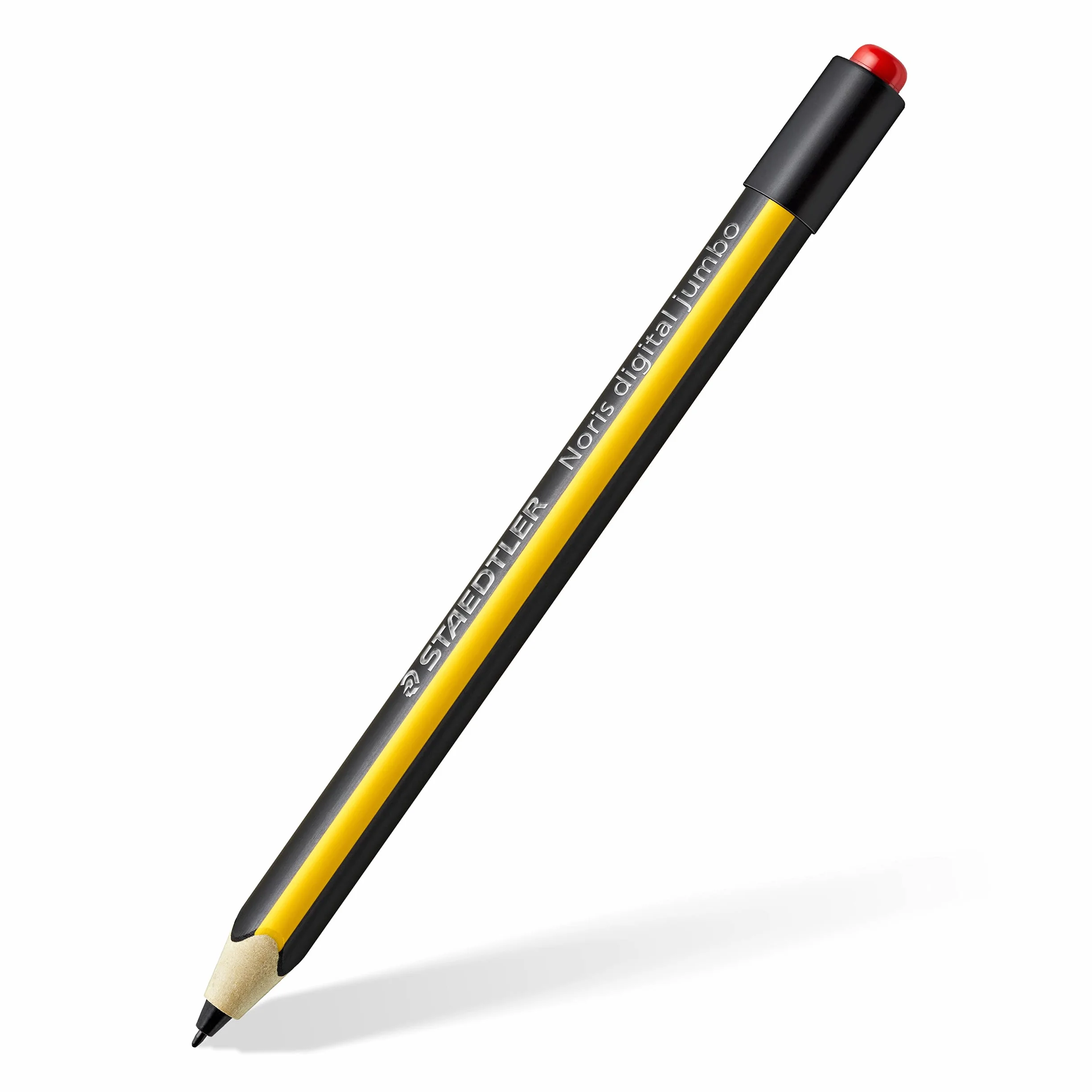 Staedtler Noris digital jumbo 180J 22. EMR Stylus mit weichem Radierer. Eingabestift für Schreiben, Zeichnen und Radieren (4.096 Druckstufen, 0.7 mm Spitze), Gelb-Schwarz