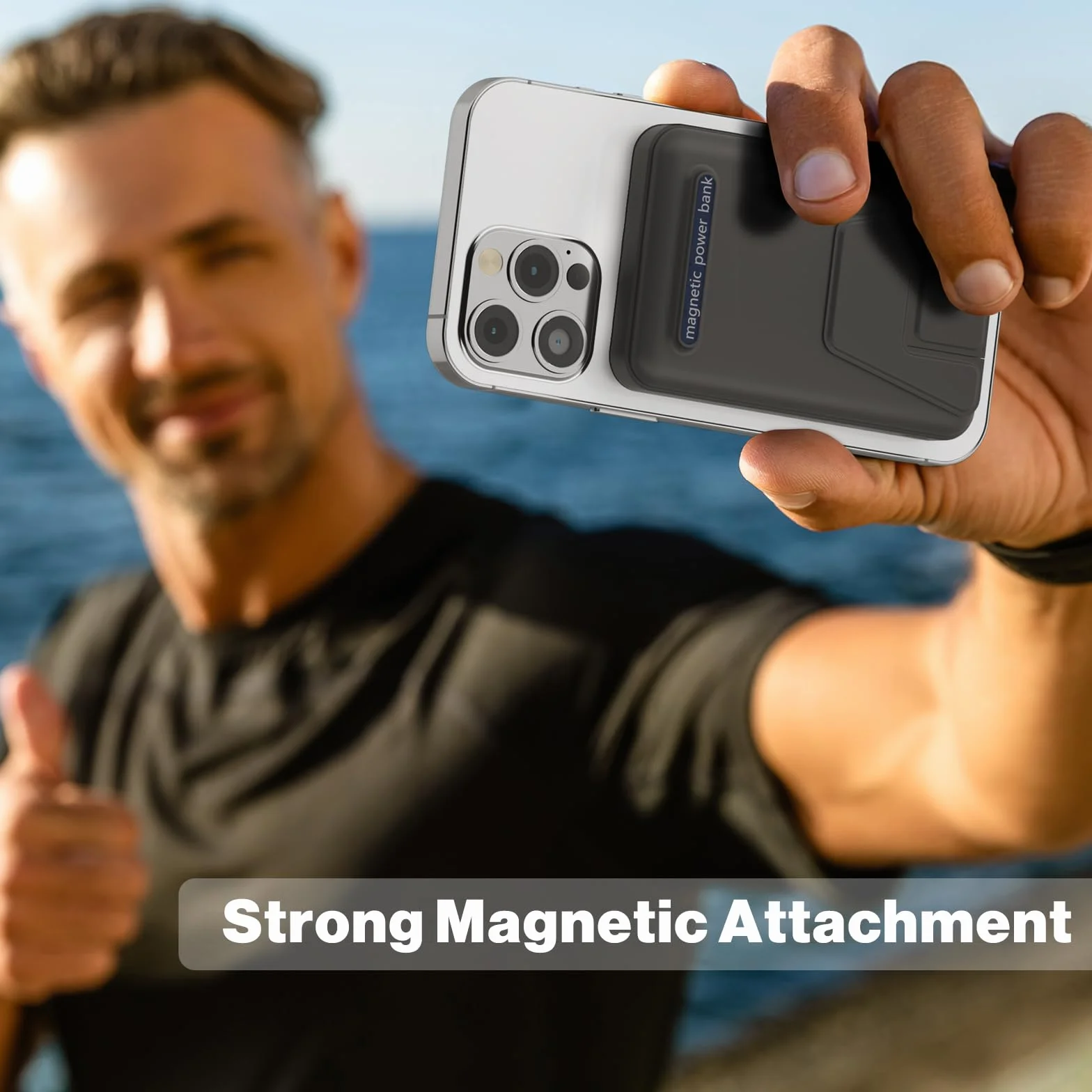 AOGUERBE Kabellose Powerbank, 10,000mAh Faltbarer Magnetische Power Bank PD 22,5W Schnellladen mit LED Display, Kompatibel mit MagSafe für iPhone 17/16/15/14/13/12/Pro/Pro Max Serie. (Schwarz)