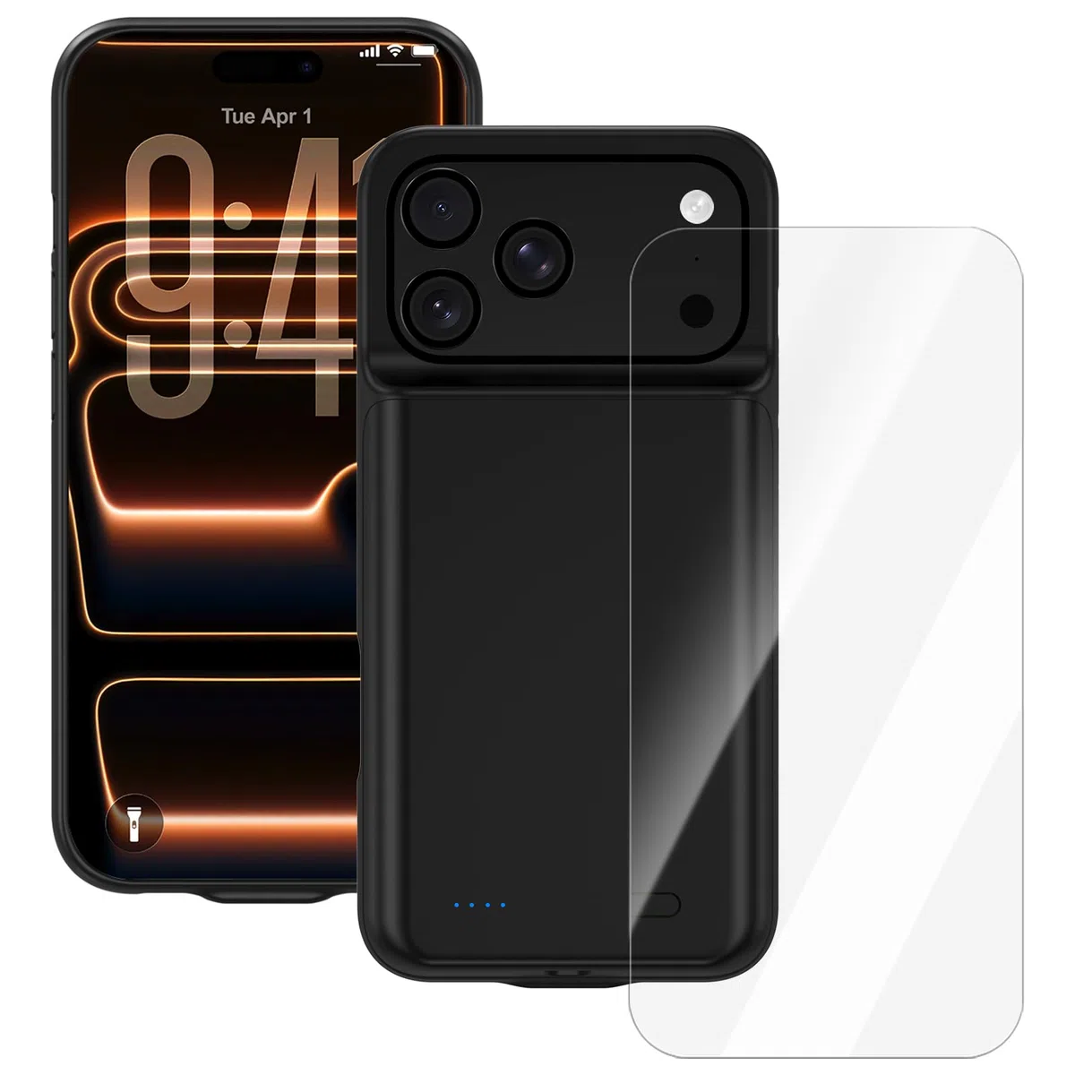 Akkuhülle für iPhone 17 Pro(6.3"), 8500mAh Tragbares Ladegerät Ultradünn Erweiterter Akku Hülle Telefonladegerät und Schutzhülle mit Ladefunktion für iPhone 17 Pro- Schwarz