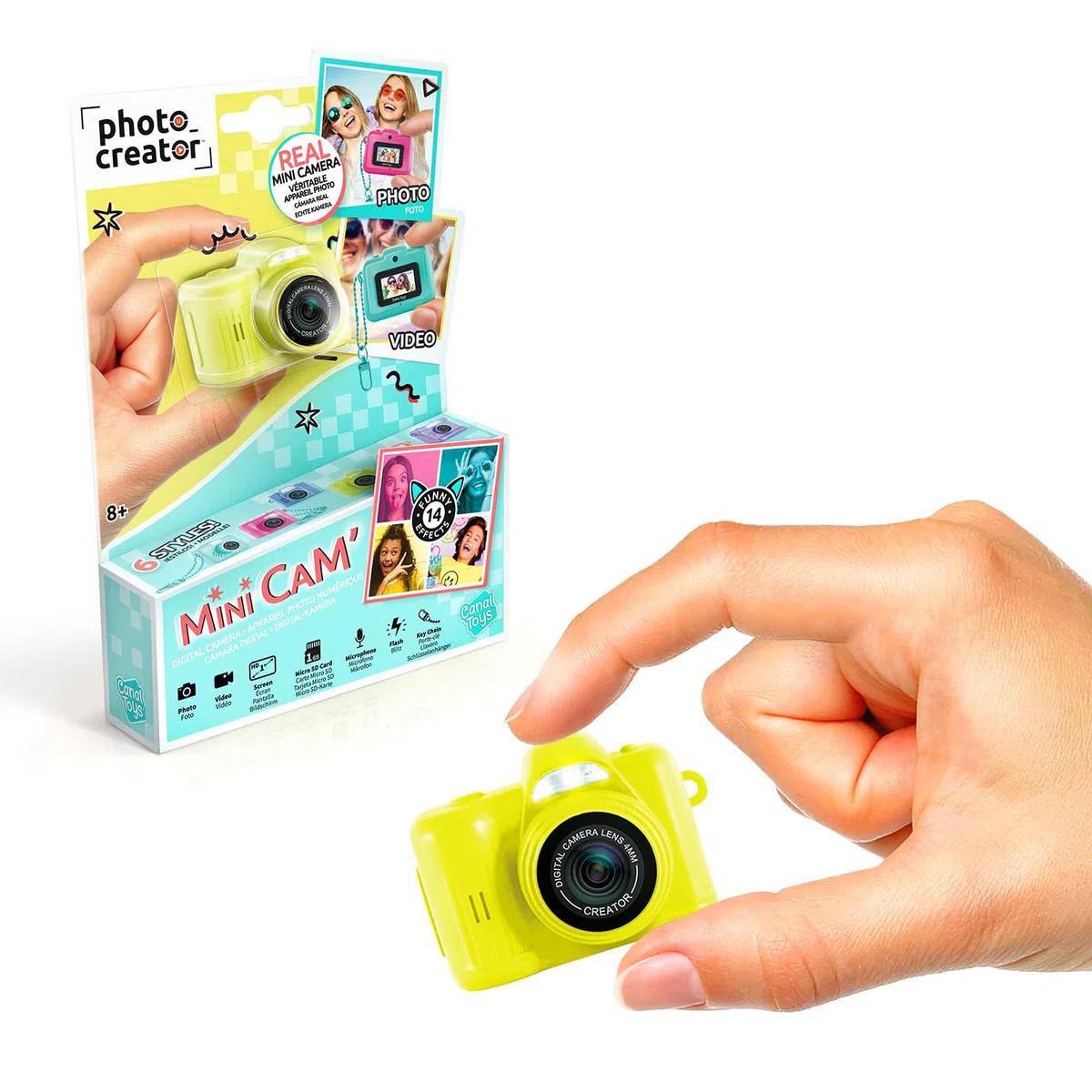 Canal Toys - Photo Creator - Mini-Digitalkamera & Videokamera für Kinder - 14 Filter - Blitz + Mikrofon - 6 Modelle - kompakt & leicht - 1GB Micro-SD & USB-C-Kabel - Reisegröße ab 8 Jahren - CLK 062