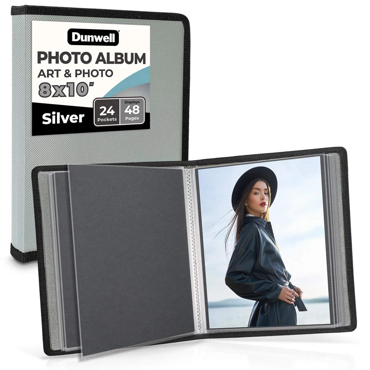Dunwell Kunst-Portfolio-Ordner für Fotos der Größe 20,3 x 25,4 cm, weiches Einband, 24 gebundene Seiten, zeigt 48 Fotos oder Kunstwerke, Präsentationsbuch mit 8 x 10 Blatt Schutzhüllen, Archivqualität