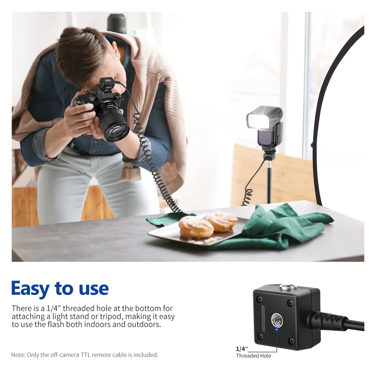 NEEWER 2m TTL Off-Kamerablitzkabel Kompatibel mit SB-5000, SB-910, SB-900, SB-800, SB-700, SB-600, SB-400, Nikon Z7, Z6, Z6II, Z5, D850, NEEWER 750II, NW420, NW655, Z1 Blitze