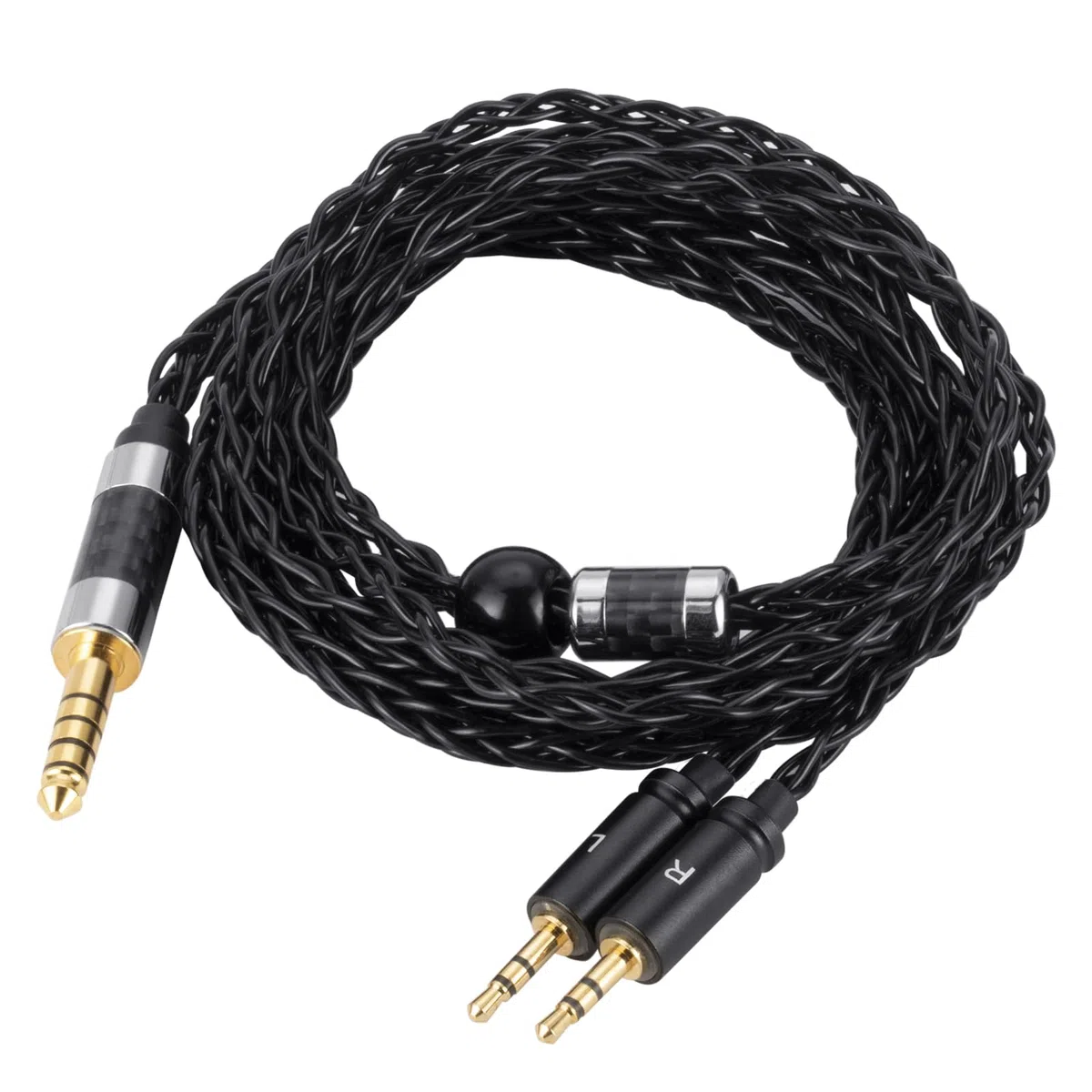 4,4 mm symmetrisches auf duales 2,5-mm-audiophiles Kabel, 8-adriges OCC-Kabel versilbert, kompatibel mit HE400S, HE-400i (2,5-mm-Steckerversion), HE560, HE-350, HE1000 Kopfhörer, HiFi-Upgrade (1,3 m)