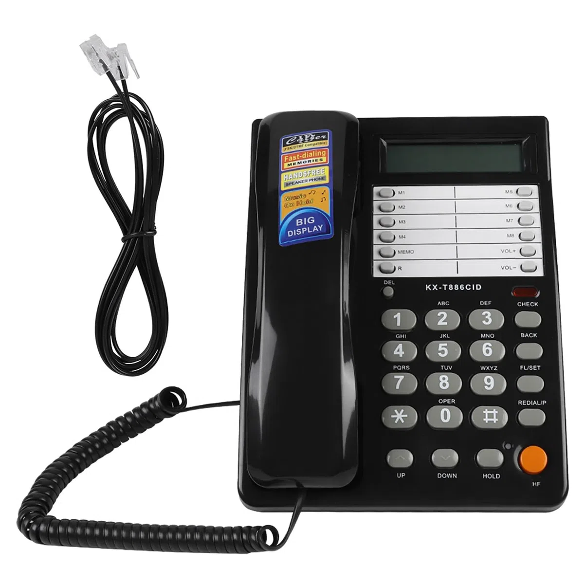 Schnurgebundenes Telefon mit Anrufbeantworter, Festnetztelefon Kaufen mit elastischem Kabel Wand Tischtelefon DTMF/FSK für Zuhause Hotel Büro