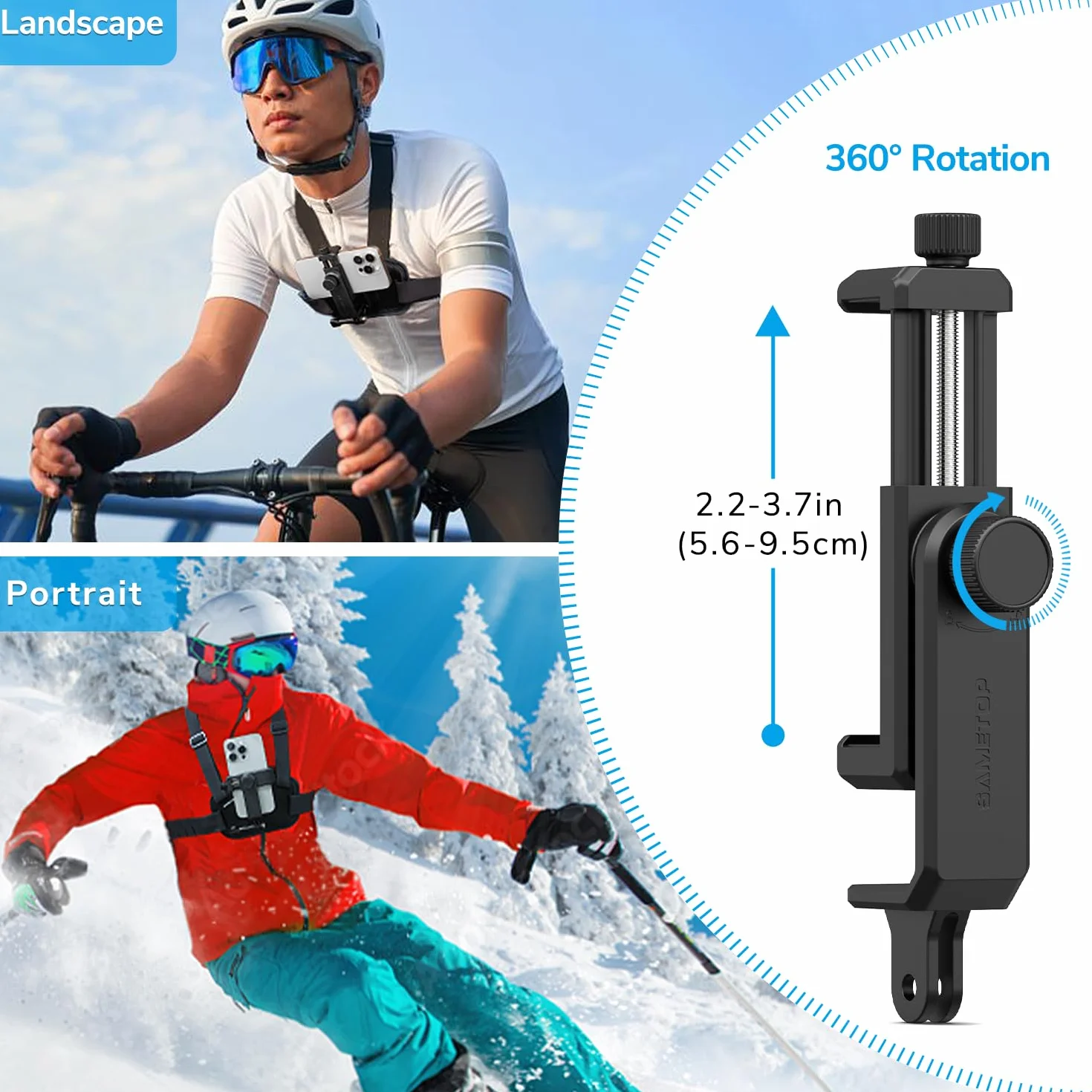 Handy Brusthalterung Brustgurt Handyhalterung Körper Halter Chest Mount Zubehör Kompatibel mit iPhone Samsung GoPro DJI Osmo und die Meisten Handys Action Kameras POV/VLOG
