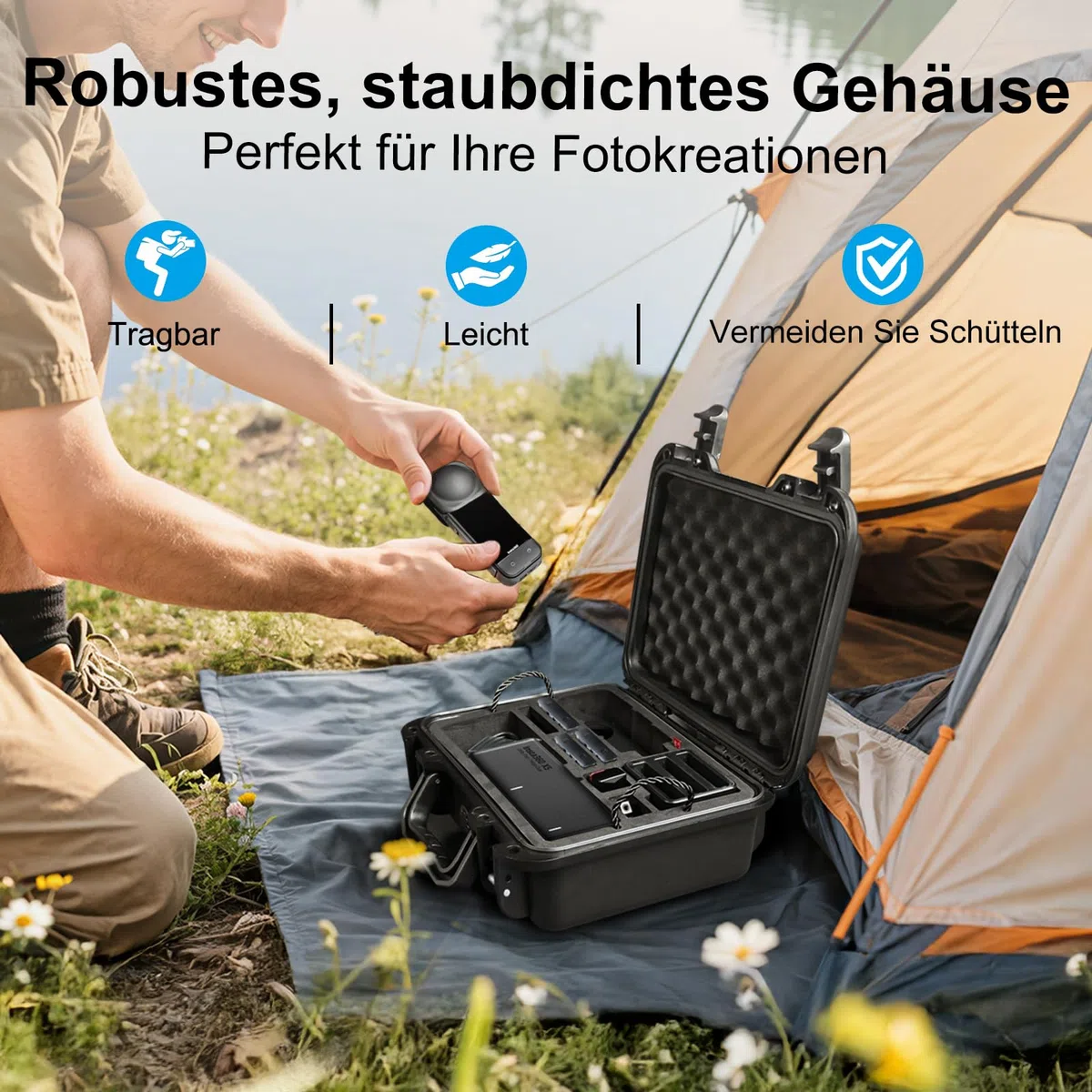 LEKUFEE Tragbare wasserdichte Tragetasche für Insta360 X5/X4 Air/X4/x3,Must-Have-Bundle,Starter-Bundle und Zubehör (nur Koffer)